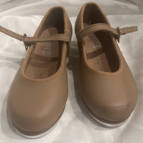 VGUC Bloch Tap shoes size 9.5 for little girls nude natural worn 6x’s - Picture 3 of 3